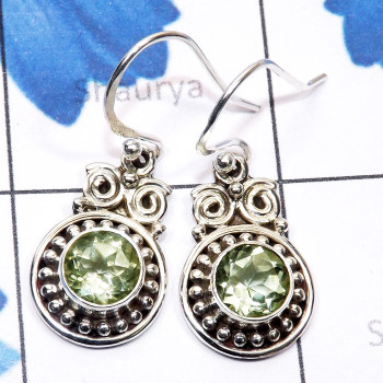 Green Amethyst I - SDE914-Dynamical silver gems 925 Manufacturer Designer Earring