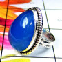 Chalcedony Cab D - SDR956- Cool Rainbow Moonstone gems silver Ring
