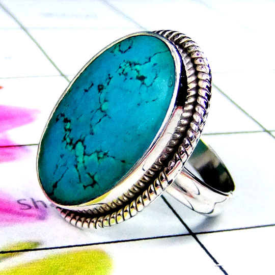 Tibitan Turquoise D - SDR961-Blue Fire Rainbow moonstone Rings