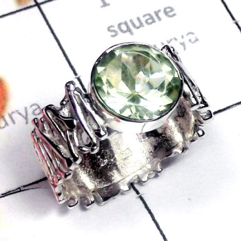 Green Amethyst A - SCR944-Dynamical silver gems 925 Manufacturer Casting Ring