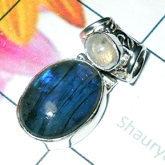 Labradorite G - SD860-Dynamical silver gems 925 Manufacturer Stunning Pendant