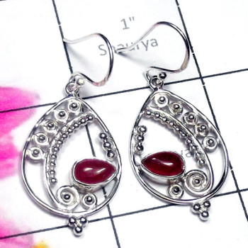 Red Onyx G - FLE999-Sterling Silver Semiprecious Gemstone Fine Filigree Earri Red Onyx G - FLE999-Sterling Silver Semiprecious Gemstone Fine Filigree Earri