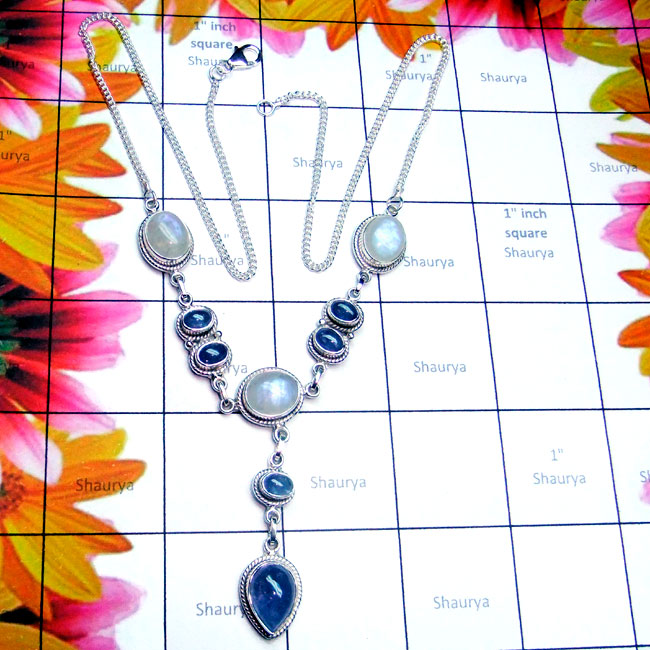 Mix Cab O - SDN982-Semiprecious Cut and Cab Gemstone Designer Necklace
