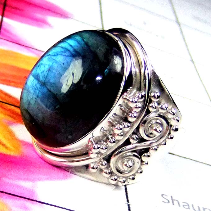Labradorite A - SDR947-Designer Cab stone Silver Rings