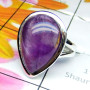 Amethyst B - PSR965-Semiprecious Cab Amethyst 925 Plain Silver Ring
