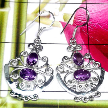 Amethyst A - FLE996-925 Exclusive Silver Semiprecious Cut Gemstone Filigree E