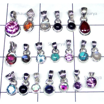 Multi stones A - SVP955-20 Pcs Small beby pendants Value Pack