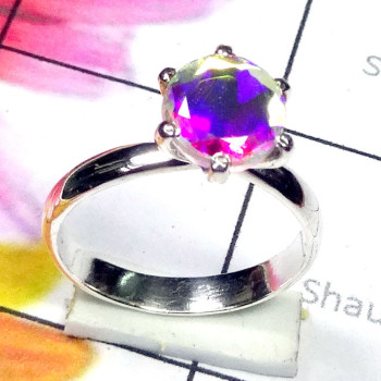 Rainbow Mystic K - SCR938-Cut Gemstone 925 Sterling Silver Trendy Casting Ring