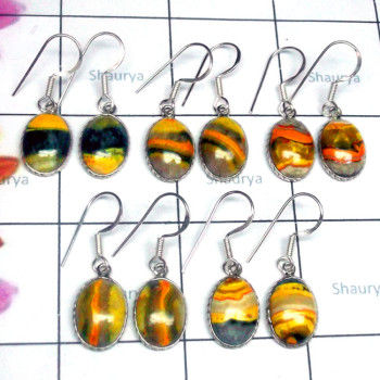 Eclipse B - SBP959-Eclipse Cab 5 Pair Made in 925 Sterling Silver Bejal Earr Eclipse B - SBP959-Eclipse Cab 5 Pair Made in 925 Sterling Silver Bejal Earr