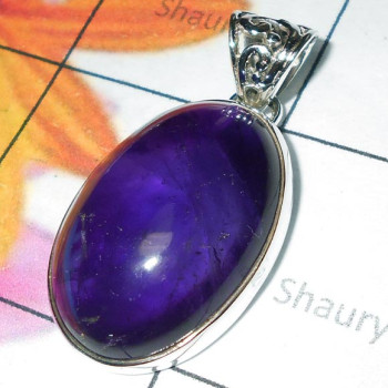 Amethyst cab D - ISP912-Beautiful Amethyst gems silver Plain Pendants