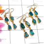 3 pair lot Apatite O - RGE985-Apatite 3 Pair lot 925 Sterling Silver Gold Plated Earrin