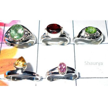 Mix Cut stones E - SVP945-925 Sterling silver Garnet cut gems Ring