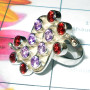 Amethyst & Garnet D - CMJ977-Sterling silver  with Rainbow moonstone butterfly Ring