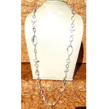 32inch Crystal Hydro Glass E - BZN997-Multi Cut Hydro Gems 925 Silver Bejal Necklace