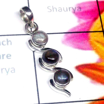 Labradorite C - SD826-Lightweight Cab Gemstone 925 Sterling Silver Trendy Pendan