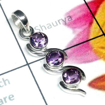 Amethyst A - SD825-925 Sterling Silver Made in Cut Gemstone Designer Pendant