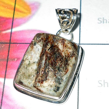Astrophyllite Drusy Q - CMJ946- 925 Sterling silver Assorted gems Pendant collection