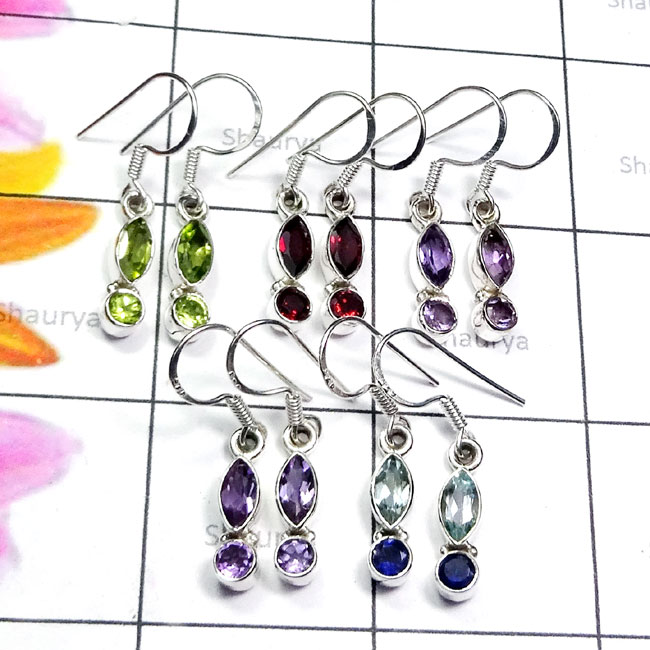 Mix cut Stones D - SVP933- Wholesale sterling silver Assorted gemstone & Design Ear