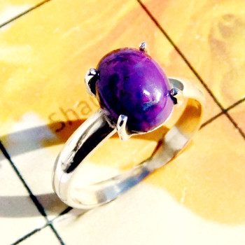 7x9mm Purple Turquoise D - RBS995-925 Silver Lightweight Baby Ring Collection