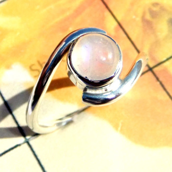 7mm Rainbow E - RBS993-Cut n Cab Gemstone 925 Sterling Silver Baby Trendy Ring