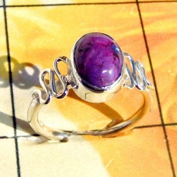 7x9mm Purple Turquoise F - RBS992-Small Size Wholesale Baby Ring 925 Silver with Multi Gems