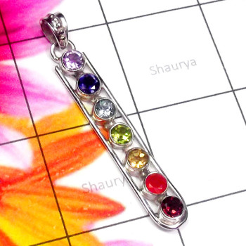 Mix Cut C - CHP992-Exclusive Designer gems Chakra Pendants Collection