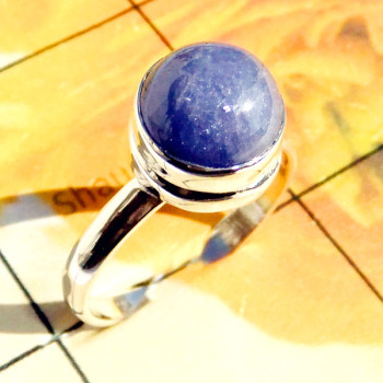 10mm Tanzantie B - RBS988-Round Cut n Cab Gems 925 Sterling Silver Baby Ring