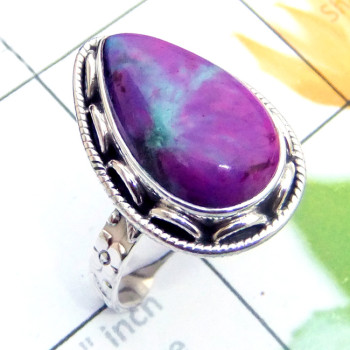 Purple  Turquoise E - SDR895-Purple Copper Turquoise 925 Sterling Silver Designer Ring