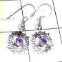 Amethyst A - CES975-Cut Gemstone Made in 925 Sterling Silver Casting Earring