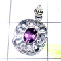 Amethyst B - CSP968-Superior 925 Silver Cut Gemstone Royal Casting Pendant