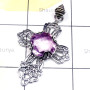 Amethyst B - CSP964-Superior 925 Silver Cut Gemstone Cross Casting Pendant