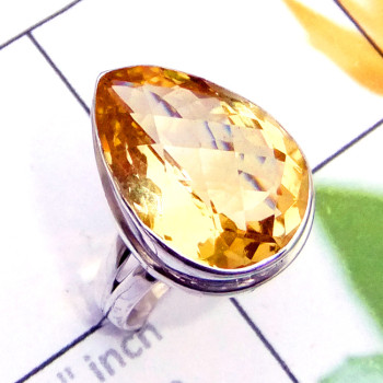 Citrine O - PSR941-925 Sterling Silver Multi Gemstone Plain Ring Citrine O - PSR941-925 Sterling Silver Multi Gemstone Plain Ring