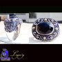 Black Onyx C - FBJ997-925 Silver Oxidised Two Tone Filigree Bali Ring