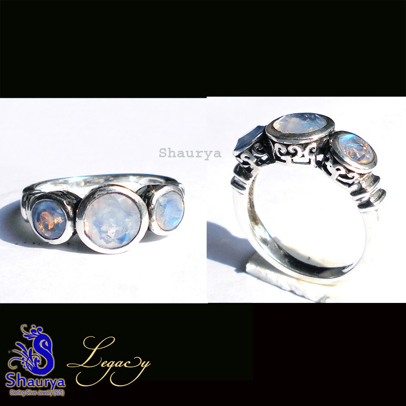 Rainbow cut G - FBJ996-925 Sterling Silver n Cut Gemstone Filigree Bali Ring Rainbow cut G - FBJ996-925 Sterling Silver n Cut Gemstone Filigree Bali Ring