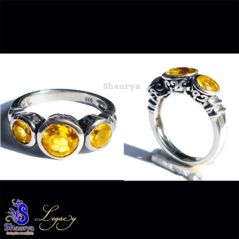 Citrine O - FBJ996-925 Sterling Silver n Cut Gemstone Filigree Bali Ring