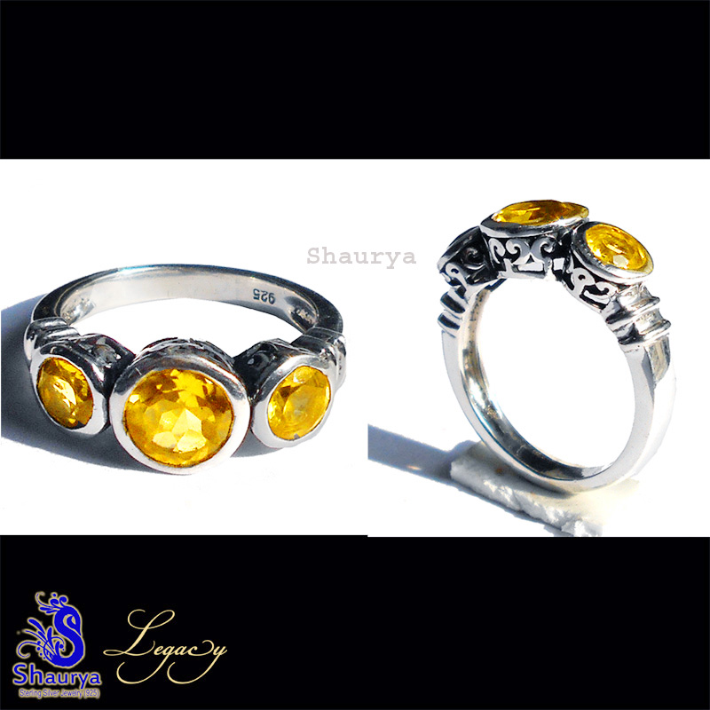 Citrine O - FBJ996-925 Sterling Silver n Cut Gemstone Filigree Bali Ring Citrine O - FBJ996-925 Sterling Silver n Cut Gemstone Filigree Bali Ring