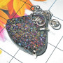 29.5 gram Titanium Drusy C - XCP993-Large Silver drusy Close out Pendants with 925 sterling s