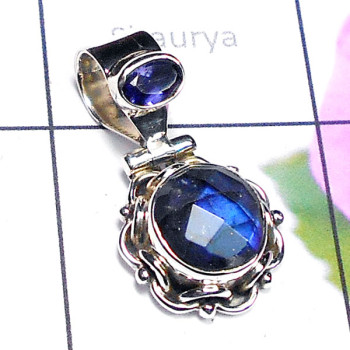 Labradorite Cut A - SD808-Two Stone Small Size Cut n Cab Gemstone 925 Silver Designe