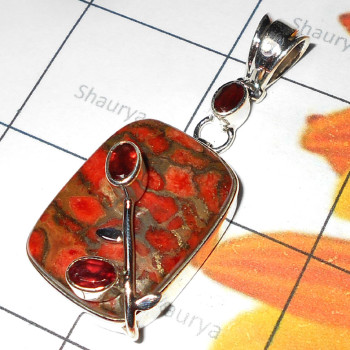 13.5 gram Red copper Turquoise D - XCP985- 925 Sterling silver Chunky style Large closeout Pendants