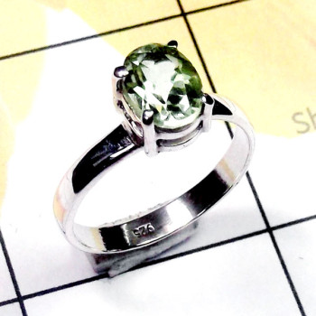 Green Amethyst D - SPR981-Multi Cut Gemstone 925 Silver Wholesale Prong Setting Rin