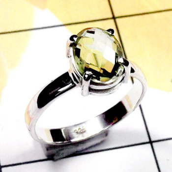 Green Amethyst G - SPR981-Multi Cut Gemstone 925 Silver Wholesale Prong Setting Rin
