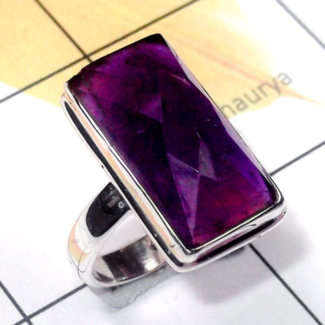 Amethyst H - PSR938-Cut n Cab Gemstone 925 Exclusive Silver Stunning Ring