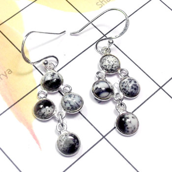 Dendritic Agate O - BZE965-Four Gemstone 925 Exclusive Silver Fancy Bejal Earring