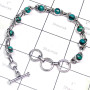 8 inch Blue Copper Turquoise E - SPB973-Blue Copper Turquoise 925 Sterling Silver Fancy Bracelet