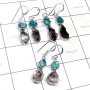 Herkimer Diamond O - RGE981-Rough with Cab Gemstone 3 Pair 925 Silver Lightweight Ear