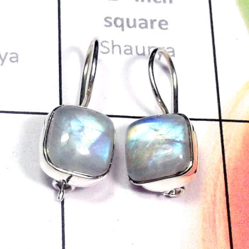 Rainbow A - SPE979-925 Sterling Silver Cut Black Onyx n Rainbow Plain Earrin Rainbow A - SPE979-925 Sterling Silver Cut Black Onyx n Rainbow Plain Earrin