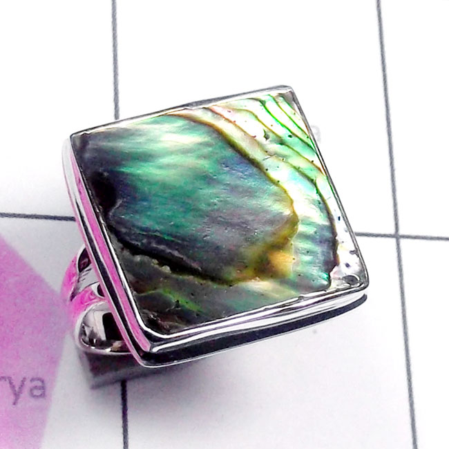 Color MOP O - CMJ928-925 Sterling Silver Color MOP Gemstone Trendy Ring