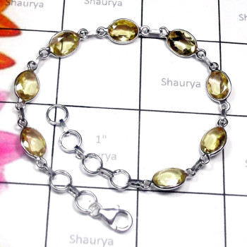 8.5 inch Lemon B - SBB938-Lemon Cut Gemstone 925 Exclusive Silver Fancy Bejal Brace