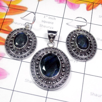 Labradorite Cut A - NDS996-New Design Genuine Gemstone 925 Silver Oxidised Earring,