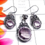 Amethyst A - NDS979-New Design Earring Pendant Set 925 Silver with Genuine Ge